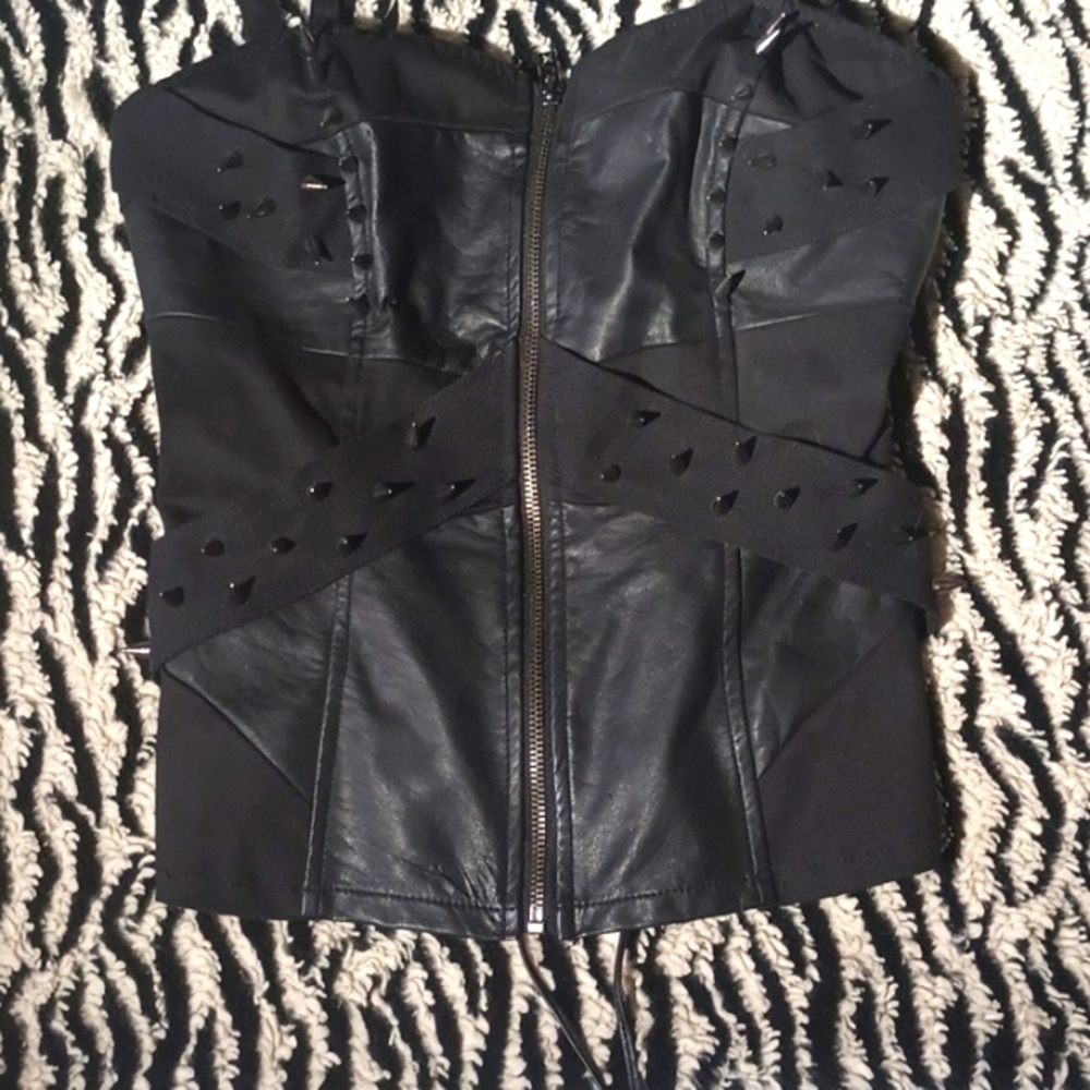 Tripp NYC studded zip corset like all black
